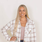 Thread & Supply Tullis Fleece Plaid Shacket for Women in White