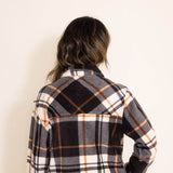 Thread & Supply Tullis Fleece Plaid Shacket for Women in Black/Brown