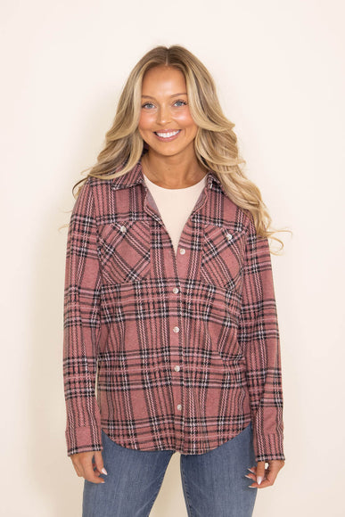 Thread & Supply Lewis Button Up Shirt for Women in Pink Plaid