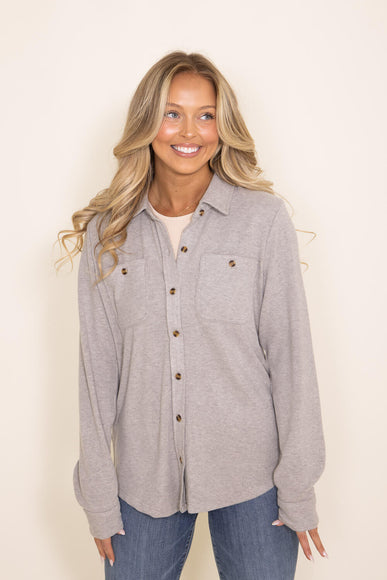 Thread & Supply Lewis Button Up Shirt for Women in Khaki Grey