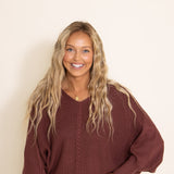 Miracle Clothing Cable Knit Dolman Sweater for Women in Maroon