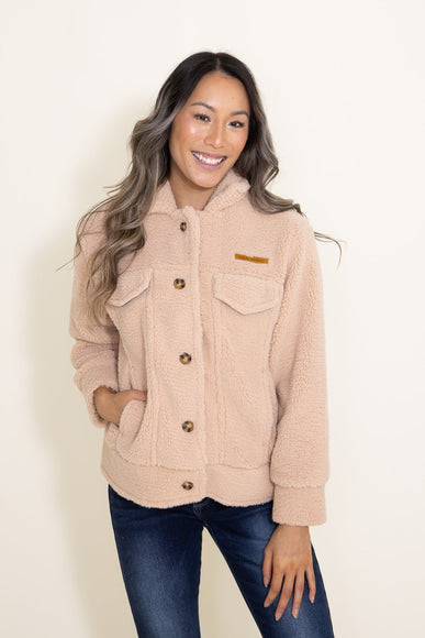 Women's Simply Southern Clothing Soft Sherpa Shacket for Women in Brown 1
