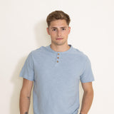 1897 Original Solid Henley Cotton Shirt for Men in Blue