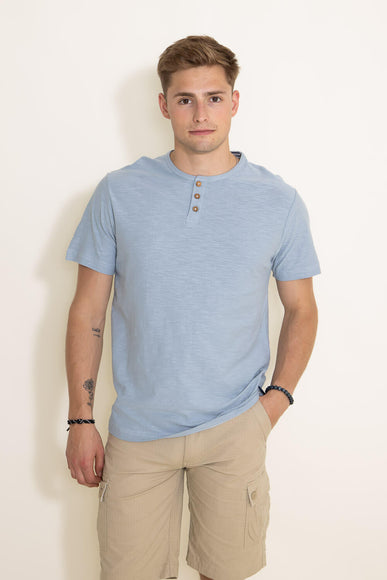 1897 Original Solid Henley Cotton Shirt for Men in Blue