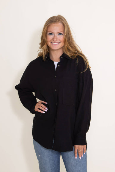 ACOA Clothing Oversized Boyfriend Shirt for Women in Black