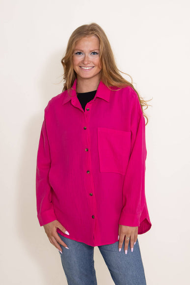 ACOA Clothing Oversized Boyfriend Shirt for Women in Pink