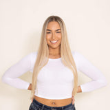 Active Long Sleeve Ribbed Cropped Tee for Women in White