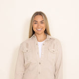 American Bazi Distressed Color Denim Jacket for Women in Beige
