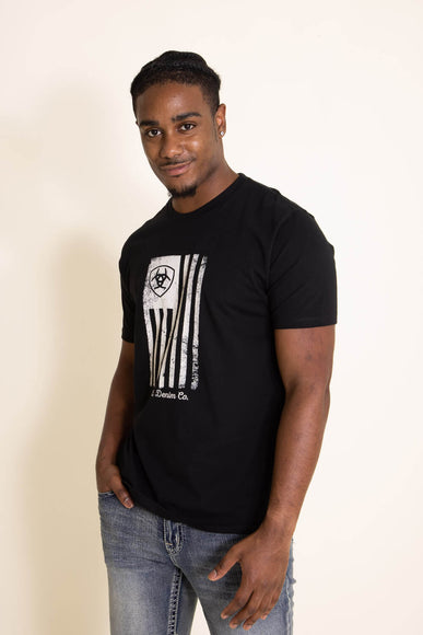 Ariat Faded Front Flag Tee for Men in Black