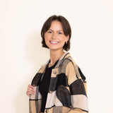 Cropped Plaid Shacket for Women in Black/Yellow