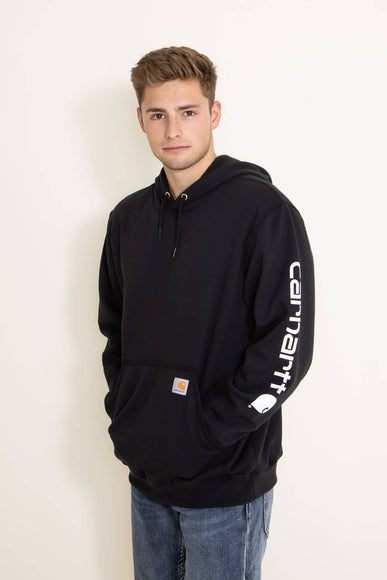 Carhartt Logo Sleeve Graphic Hoodie for Men in Black