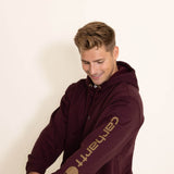 Carhartt Logo Sleeve Hoodie for Men in Port Maroon