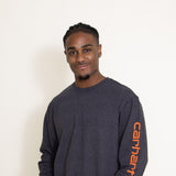 Carhartt Long Sleeve Logo Sleeve Graphic T-Shirt for Men in Carbon Heather