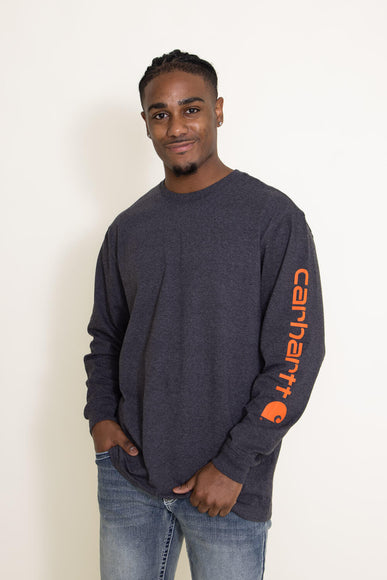 Carhartt Long Sleeve Logo Sleeve Graphic T-Shirt for Men in Carbon Heather