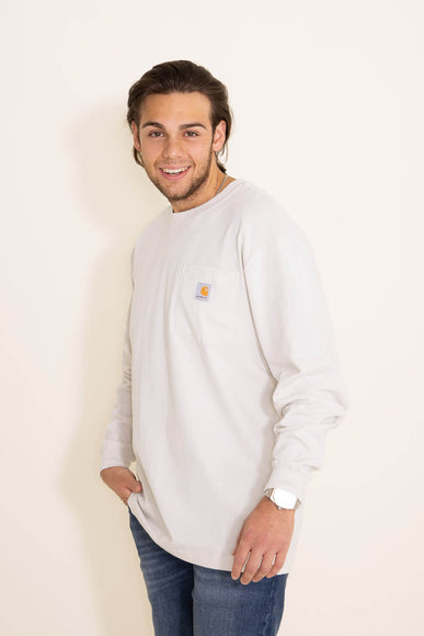 Carhartt Long Sleeve Loose Fit Pocket Tee for Men in White