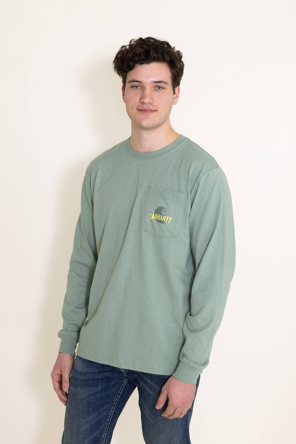 Carhartt Relaxed Fit Long-Sleeve Graphic T-Shirt for Men in Green