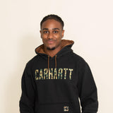 Carhartt Midweight Camo Logo Graphic Hoodie for Men in Black