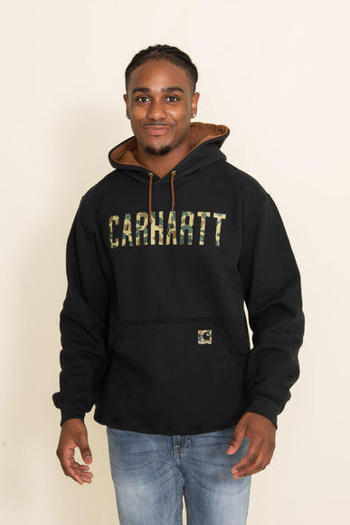 Carhartt Midweight Camo Logo Graphic Hoodie for Men in Black