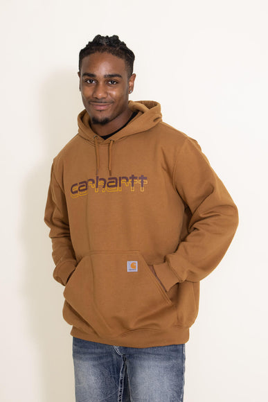 Carhartt Rain Defender Midweight Logo Hoodie for Men in Brown