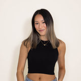 Ribbed Scoop Neck Cropped Brami for Women in Black