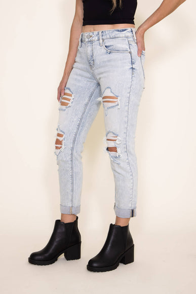 Eunina Frankie Mid Rise Distressed Girlfriend Jeans for Women