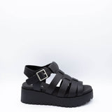 Soda Shoes Pullout Fisherman Lug Sandals for Women in Black 