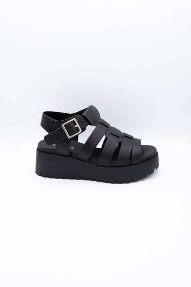 Soda Shoes Pullout Fisherman Lug Sandals for Women in Black 