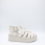 Soda Shoes Pullout Fisherman Lug Sandals for Women in Bone