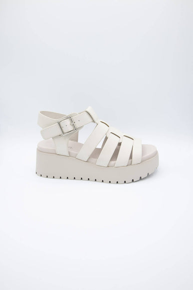 Soda Shoes Pullout Fisherman Lug Sandals for Women in Bone