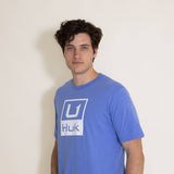 Huk Fishing Huk Stacked Logo T-Shirt for Men in Wedgewood