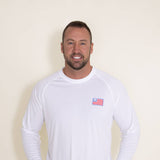 Huk Fishing Huk and Bars Pursuit Long Sleeve Tee for Men in White