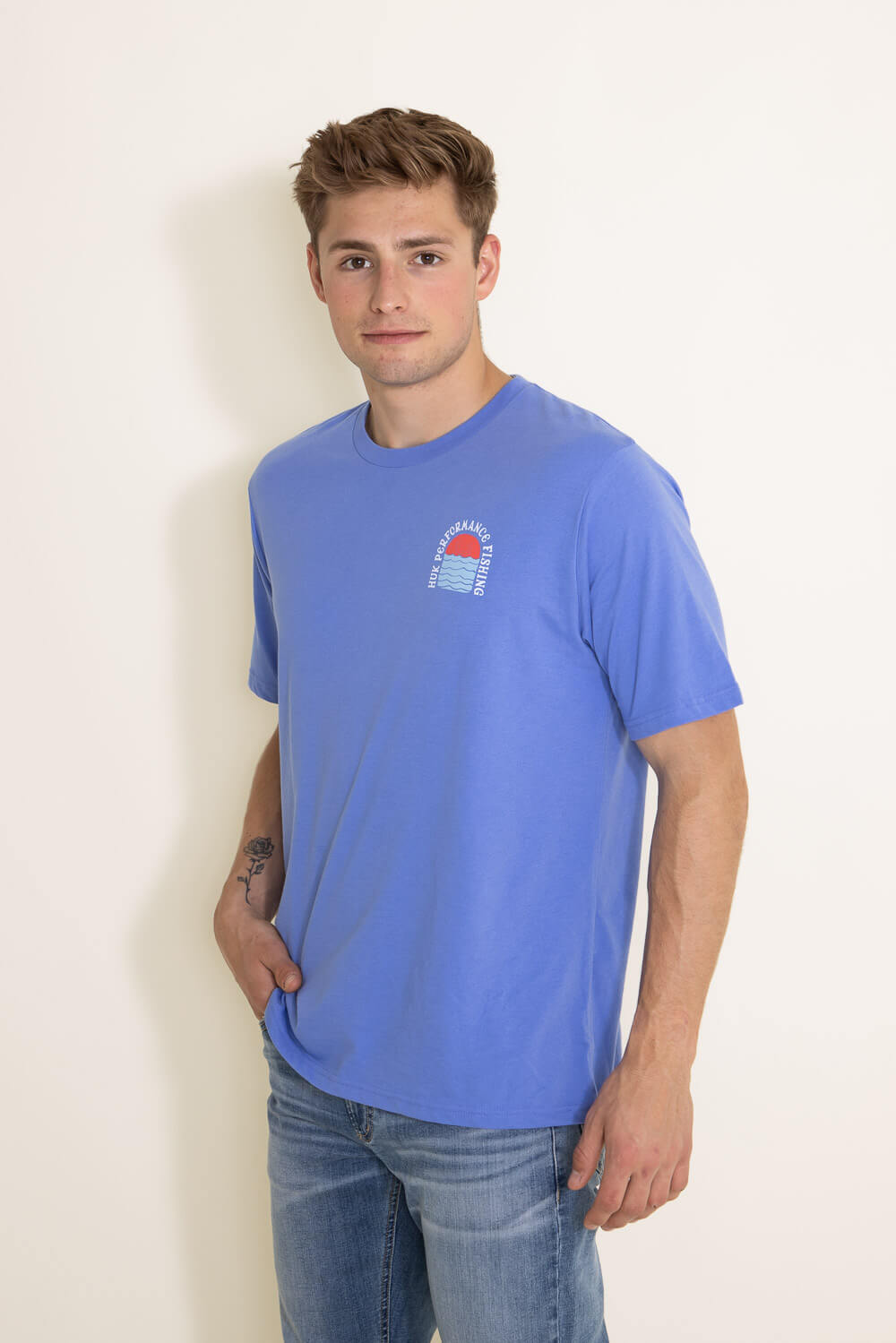 Huk Fishing Sun and Surf T-Shirt for Men in Wedgewood