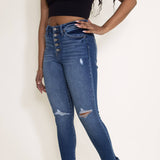 KanCan High Rise Rolled Cuff Ankle Skinny Jeans for Women