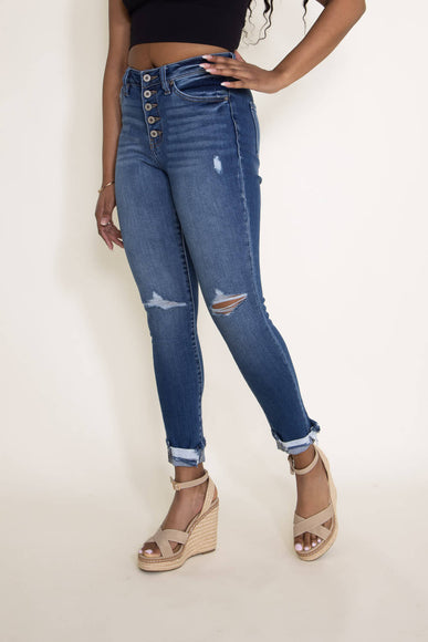 KanCan High Rise Rolled Cuff Ankle Skinny Jeans for Women
