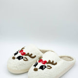 Christmas Reindeer Slippers for Women in White