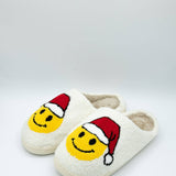 Christmas Smiley Face Slippers for Women in White