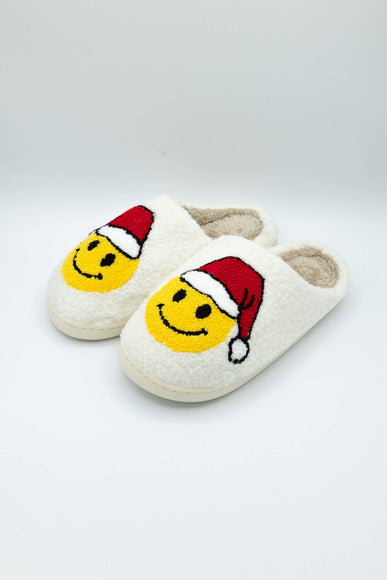 Christmas Smiley Face Slippers for Women in White