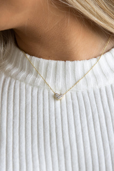 Kendra Scott Ari Gold Pavé White Crystal Heart Necklace