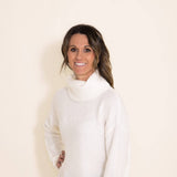 Miracle Clothing Cowlneck Cutout Sweater for Women in White