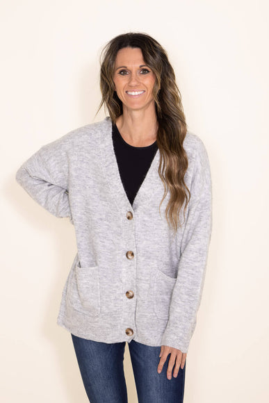 Miracle Clothing Two Pocket Cardigan for Women in Grey