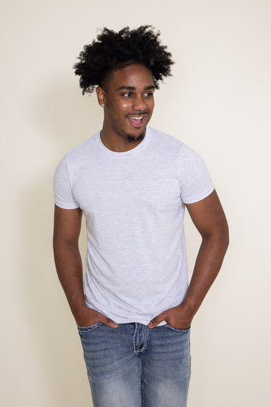 Basic Crewneck T-Shirt for Men in Speckled White