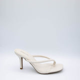 Qupid Shoes Isley Thong Heels for Women in Off White