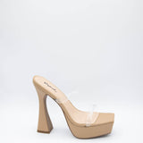 Qupid Shoes Lori Clear Platform Heels for Women in Nude | LORIE-01-CLEAR