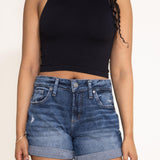 Silver Jeans Dark Wash Boyfriend Denim Shorts for Women