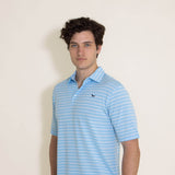 Simply Southern Performance Stripe Polo in Blue