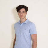Simply Southern Solid Heather Polo Shirt for Men in Light Blue