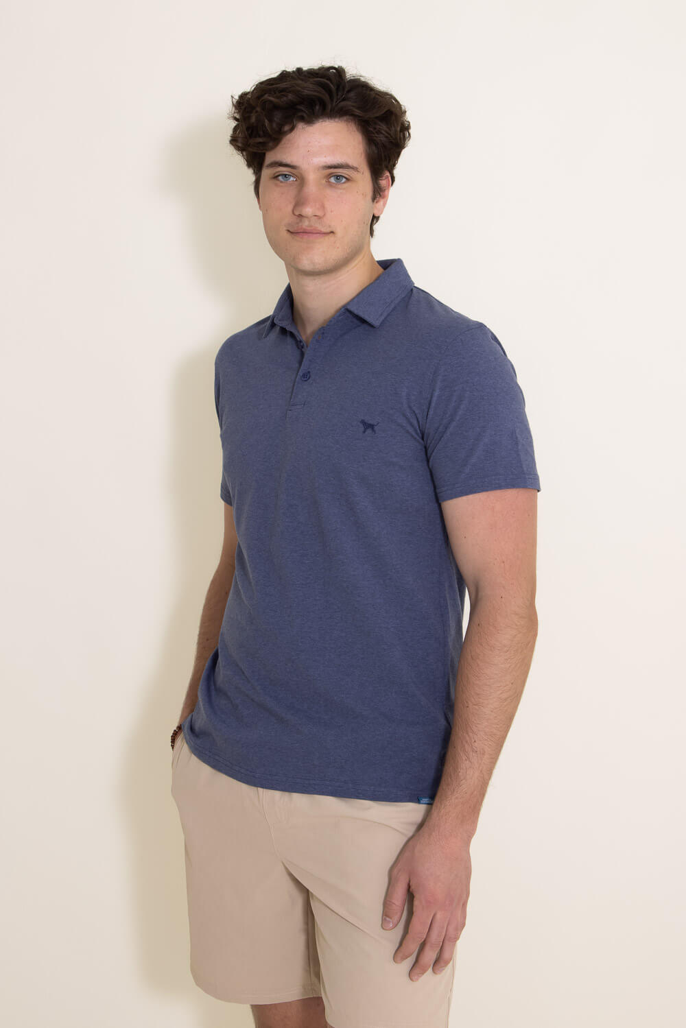 Simply Southern Long Sleeve Colorblock Polo Shirt for Men in Grey
