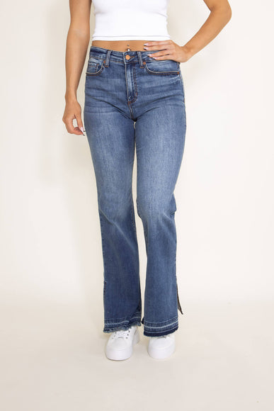 Sneak Peek Mid Rise Split Hem Bootcut Jeans for Women