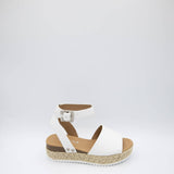 Soda Shoes Youth Topic Platform Sandals for Girls in White