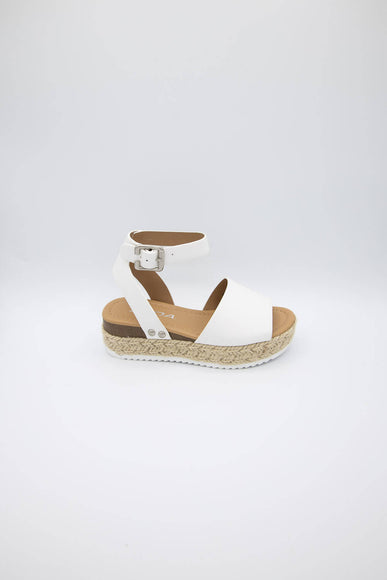 Soda Shoes Youth Topic Platform Sandals for Girls in White